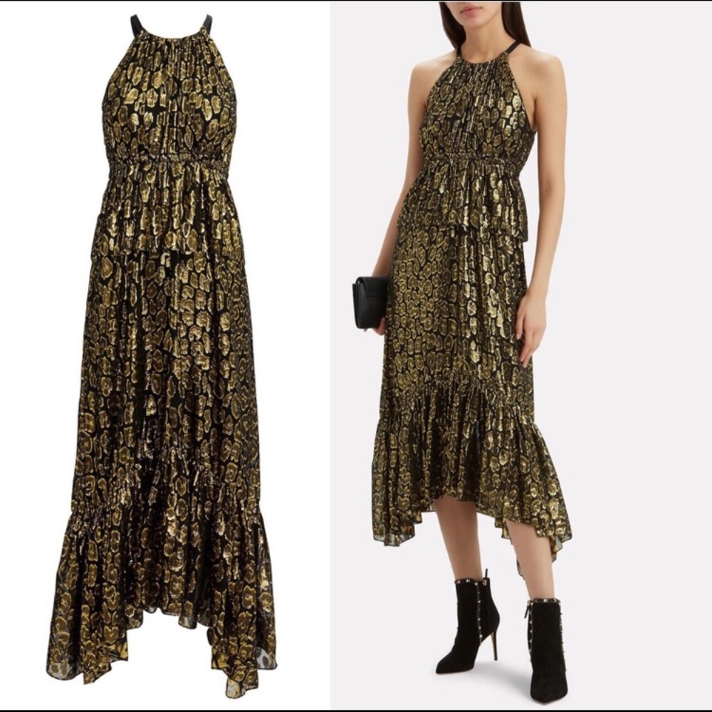 NWT A.L.C. Golden Leopard Rosa Midi Dress